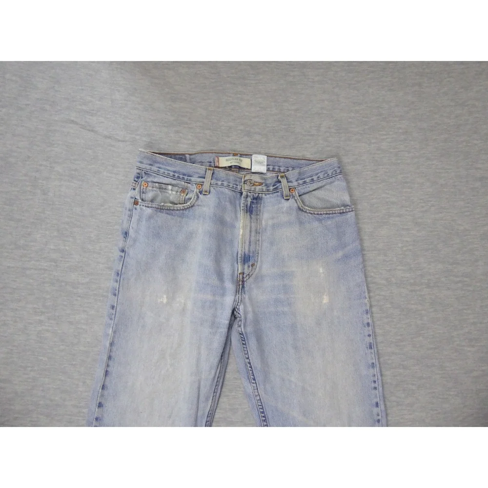 Levis 505 Regular Fit Straight Leg Jeans Mens 36 Blue Light Wash Denim
